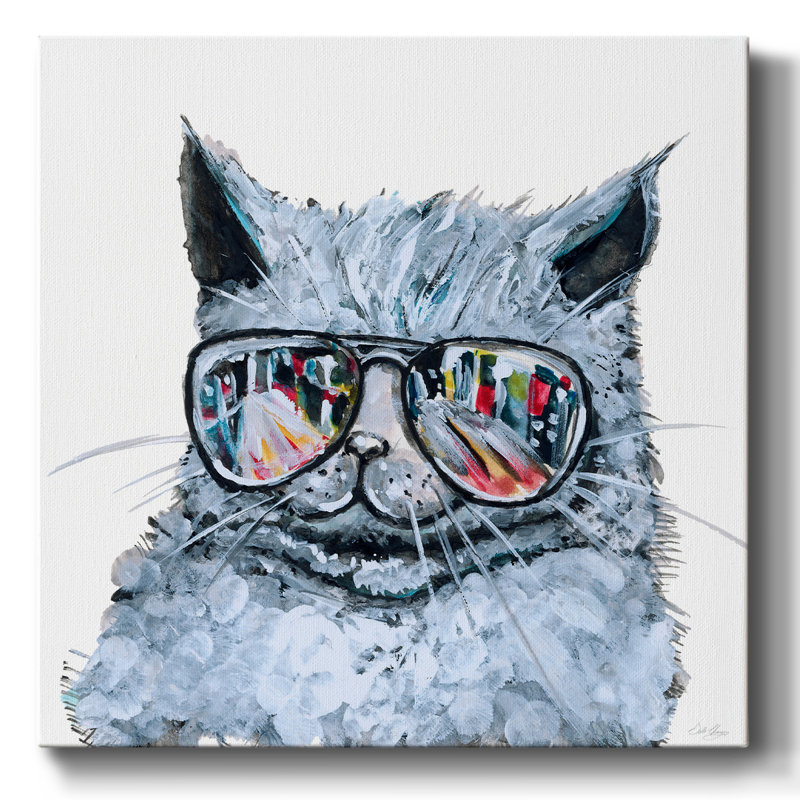 " Kitty With Shades ", 32" H x 32" W x 1.5" D