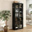 Armoire de cuisine en métal - 72 po de hauteur avec 5 tablettes réglables, armoire autoportante noire pour cuisine / garde-manger / salle de bain