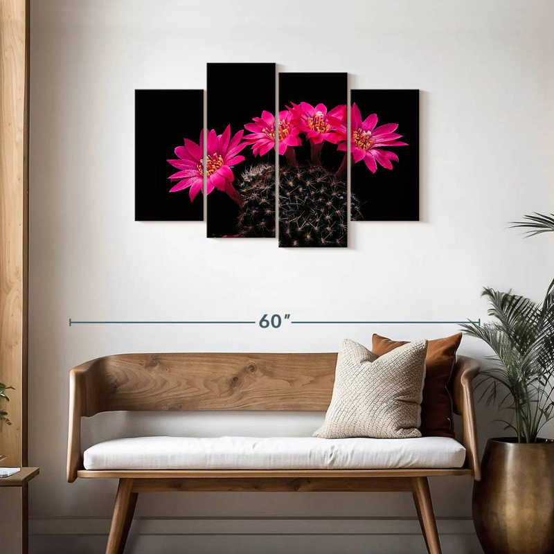 Fleurs de cactus roses Harnek, H 27 po x l 43 po