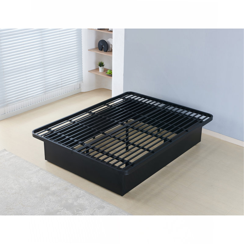 Modern Style Heavy Duty Cal King Size Bed Base Frame Made With Metal In Black