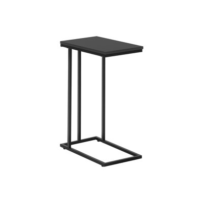 Accent Table, C-Shaped, End, Side, Snack, Black Laminate, Black Metal, Contemporary, Modern