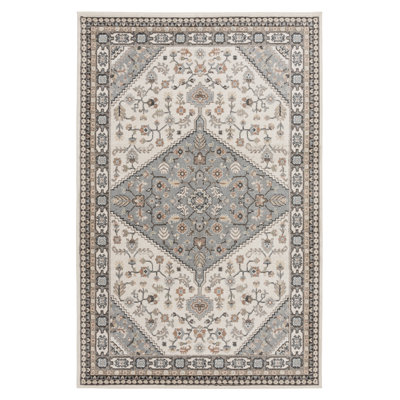 Bungalow Rose Macfarlane Grey/Orange Traditional Indoor Polypropylene/Polyester Area Rug