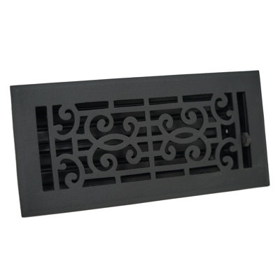 Couvercle d'évent baroque en aluminium massif avec registre Madelyn Carter - registre de plancher et de mur - noir