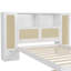 Lit simple en bois avec deux casiers de rangement, un tiroir et une tablette de rangement sur la tête de lit, lit plateforme multifonctionnel en rotin naturel