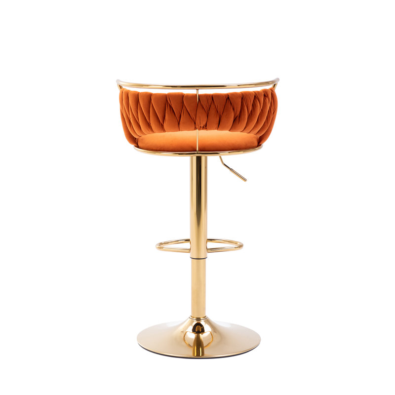 Ensemble de 2 tabourets de bar pivotants en velours noir (ensemble de 2), Orange, 1