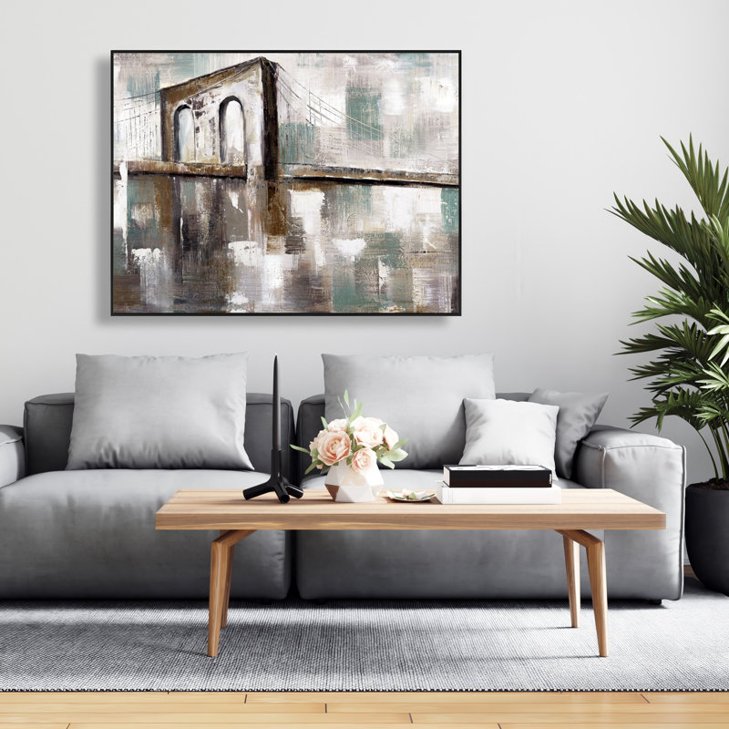 Abstract Paint Spotted Bridge - Cities Office Framed Canvas