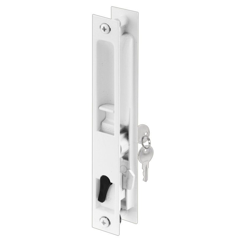 Diecast Keyed  Patio Sliding Door Handle Set for 1 in. to 1-1/8 in. Thick Sliding Glass Doors, White (Single Pack)
