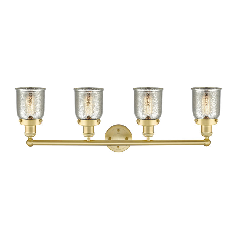 Éclairage pour meuble-lavabo à 4 lumières à intensité variable Asheton, Argent mercuré plaqué, Or satiné