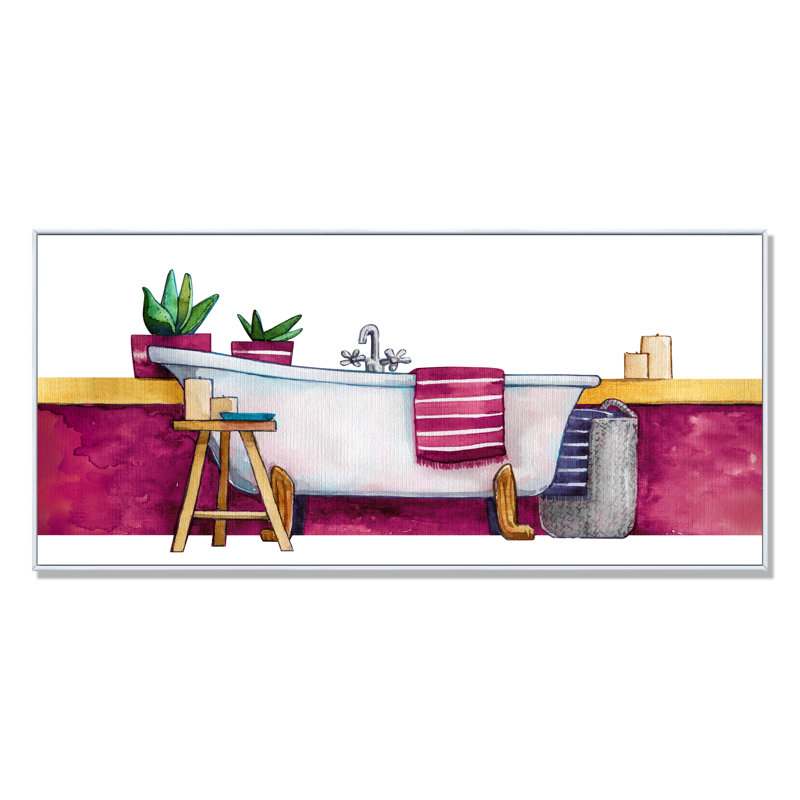 «Natural Bathroom Decor III», peinture sur toile, Cadre blanc, H 16 po x l 32 po x P 1 po
