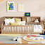 Lit simple en bois massif avec cadre de lit simple TG et armoires de rangement intégrées et ports de chargement USB