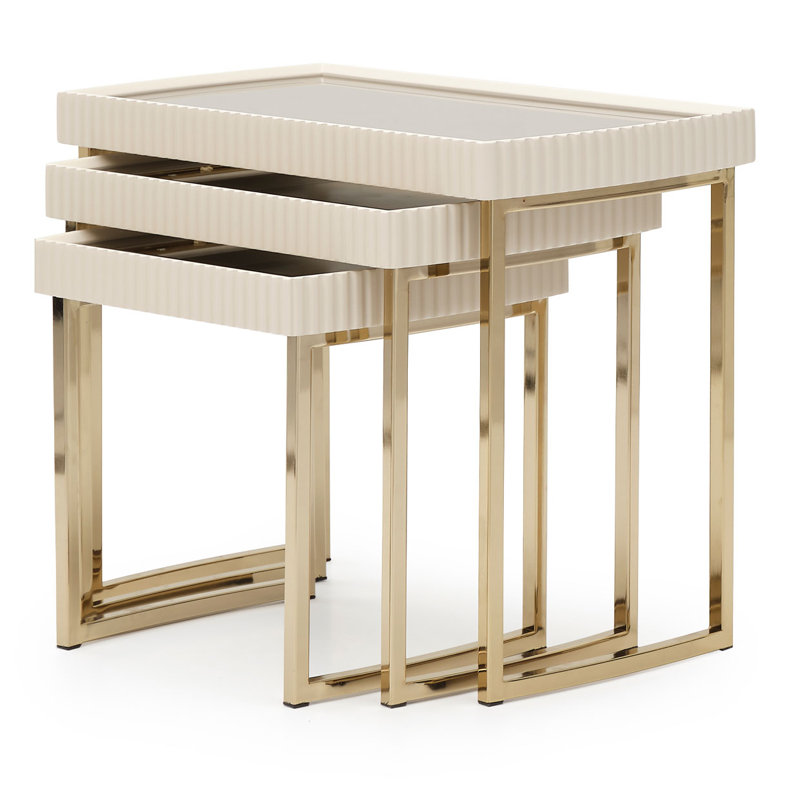 Lisbon Nesting End Table, Silken Matte Cream