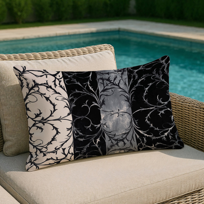 Ebony Vine Indoor And Outdoor Throw Pillow, Rectangle 25"H x 18"W