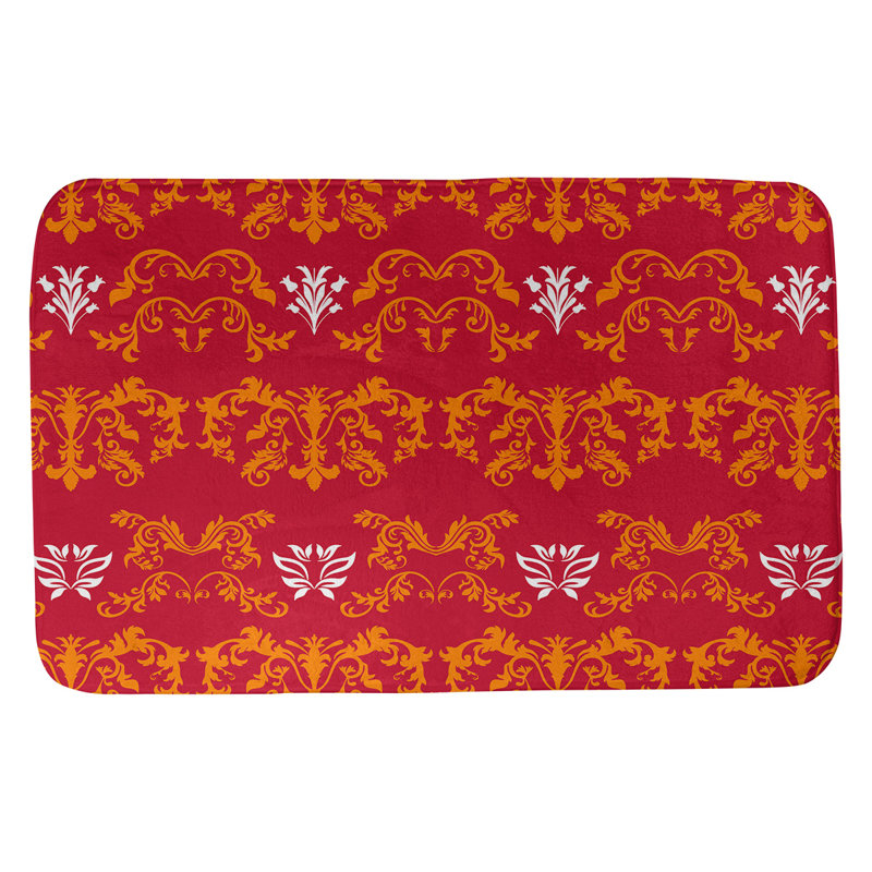 Tapis pour salle de bain Tampa Bay Football Baroque, l 17 po x L 24 po, Orange; rouge; blanc