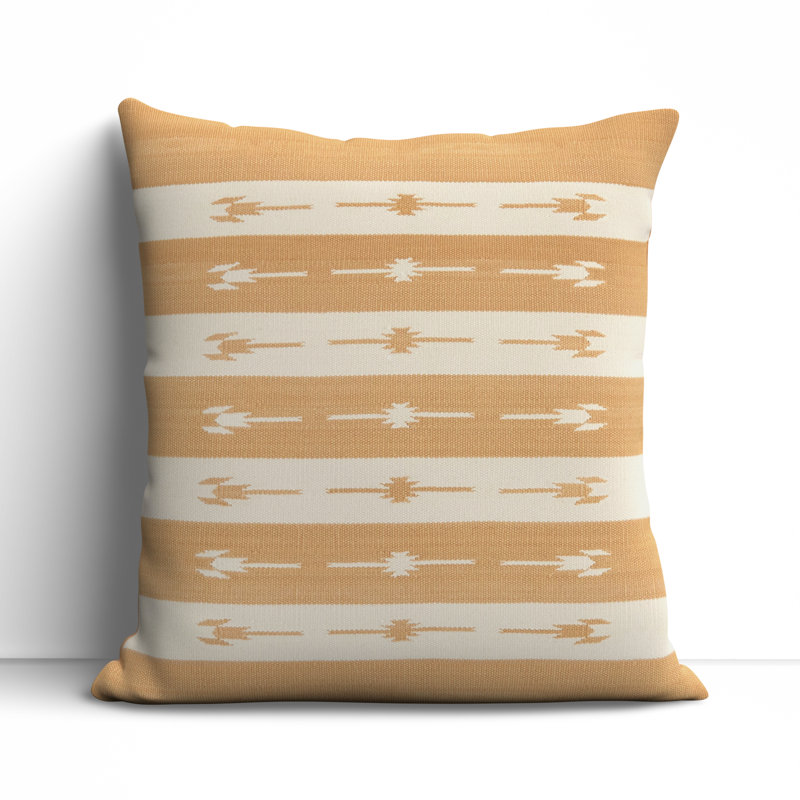 Estela 100% Cotton Throw Square Pillow, Light Tan, Down