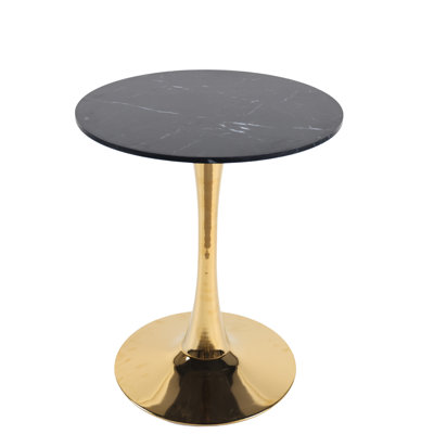 Table tulipe 23,6 "en marbre noir et or - Table basse Mid-Century