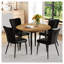 Ensemble de table de salle à manger extensible moderne avec 4 chaises en polyuréthane noir - Mobilier de cuisine compact pour petits espaces