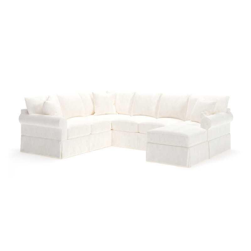 Amari Slipcovered U-Sectional, Bevin Natural Linen Blend, Right Hand Facing