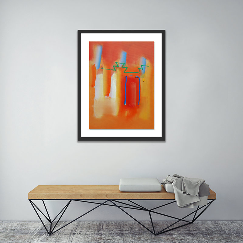 Red Door Print by Charles Stuart, 48" H x 38" W x 2.5" D, Black