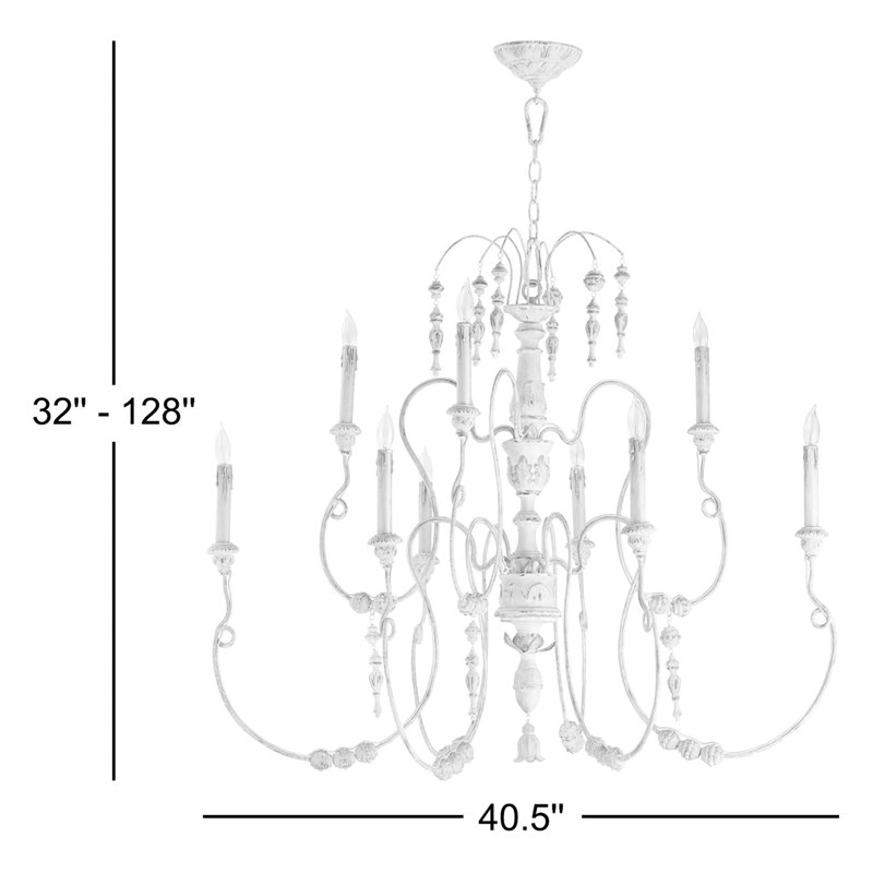 Lustre classique à 9 lumières de style bougie Solange, Ocre français
