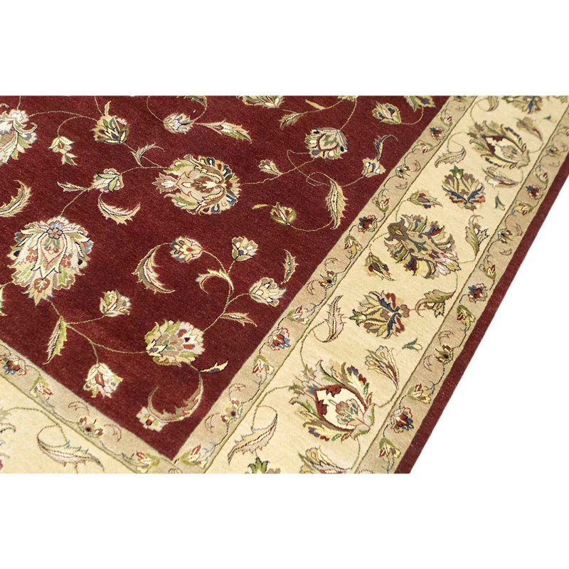Tapis rouge / beige noué à la main de haute qualité