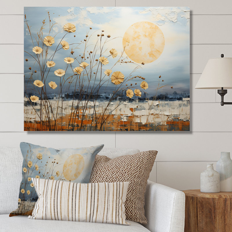 Nuage prairies collages - impression, H 12 po x l 20 po x P 1 po, Toile tendue