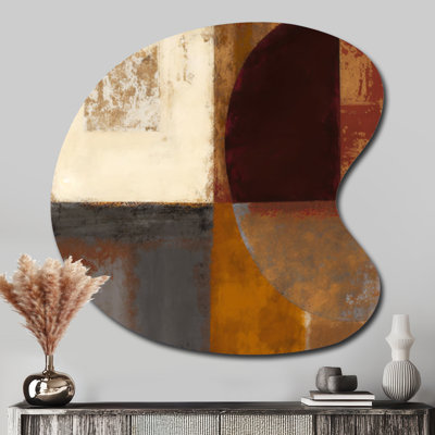 Chocolate Brown Elementary V - Abstract Drop Shape Assymterical Metal Wall Art