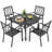 5-piece Metal Patio Dining Set With Umbrella Hole And 4 Stackable Chairs
