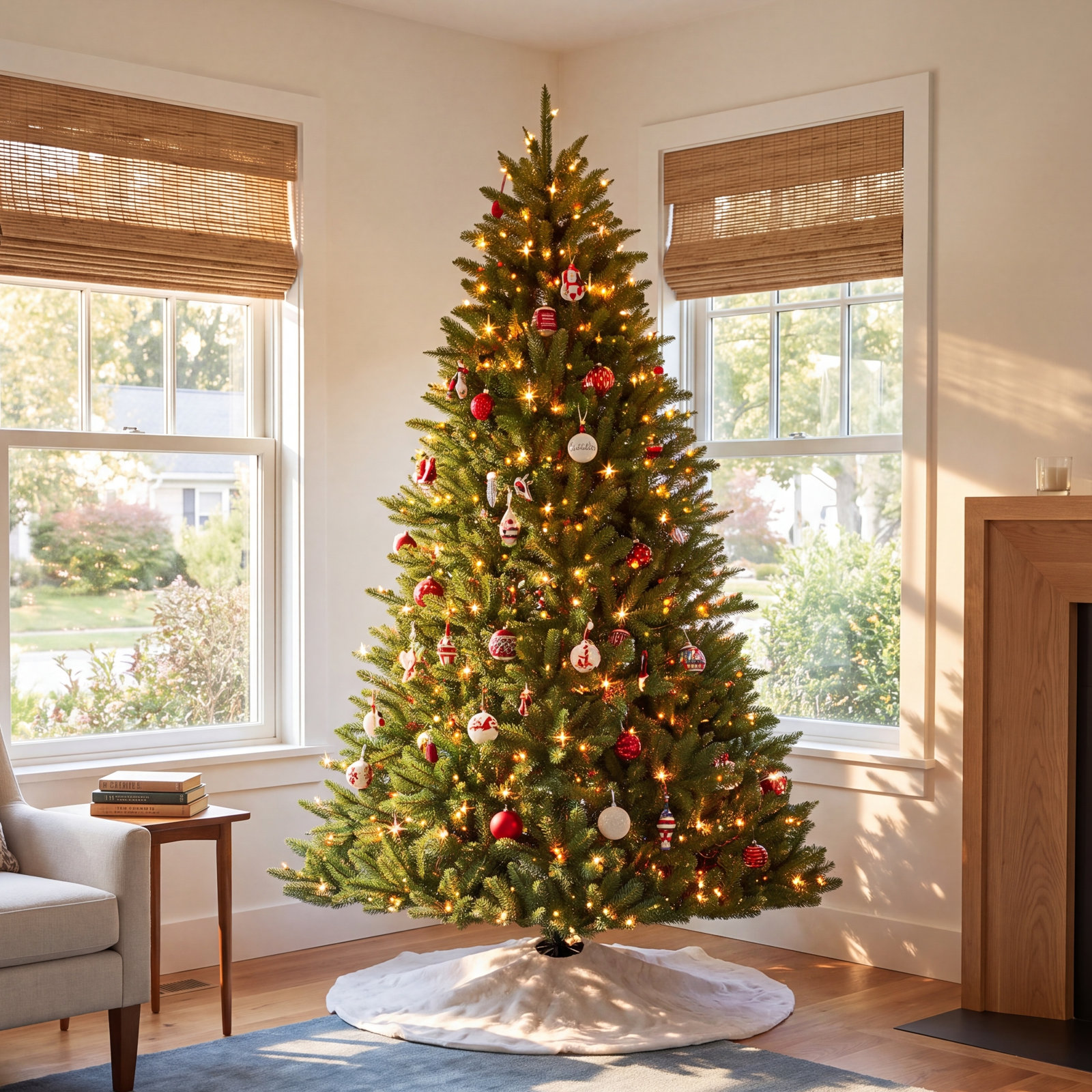 Frosted Pre-Lit Fir Christmas Tree, 9' H