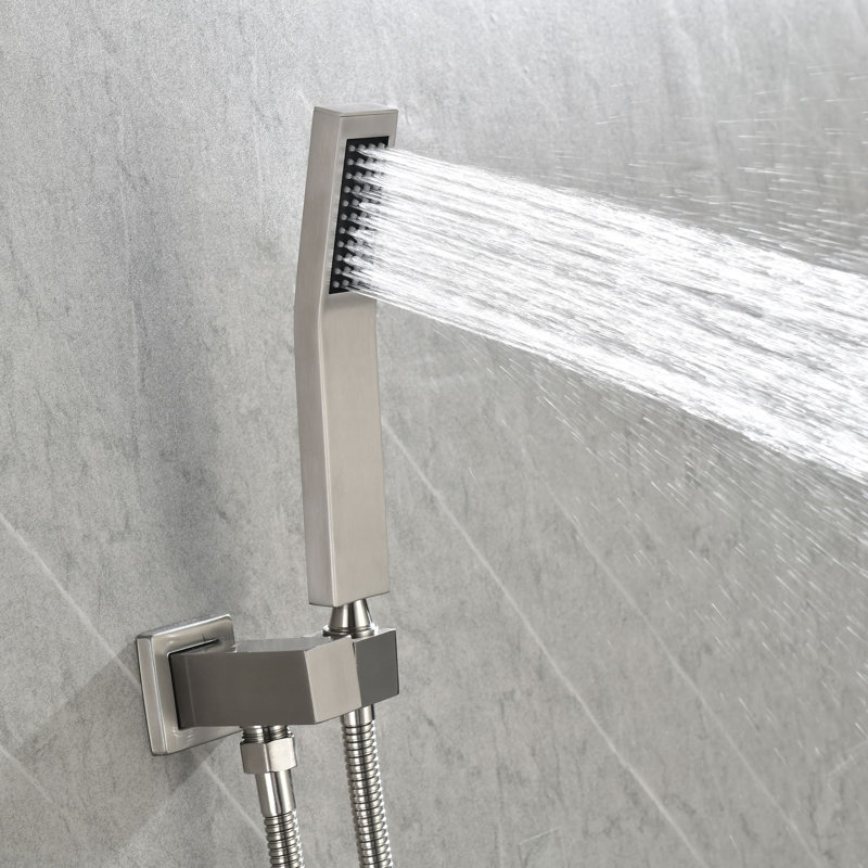 Robinet de douche mural avec valve brute, Nickel brossé