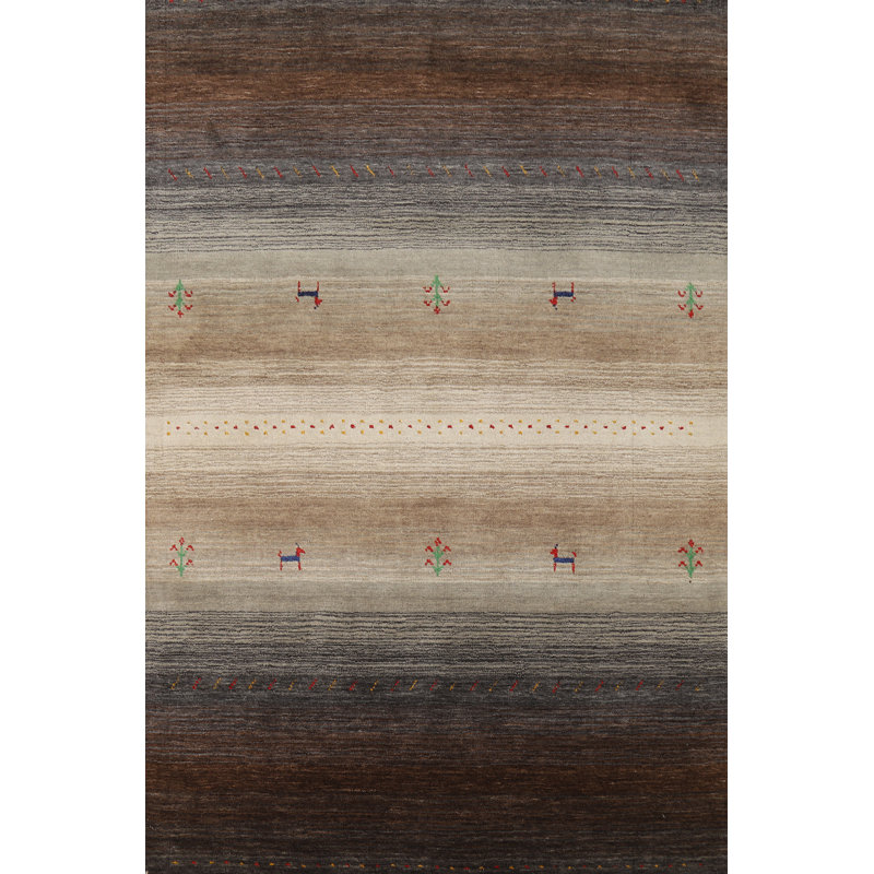 Tapis rayé brun Gabbeh 4 x 6