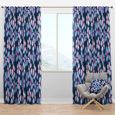 Retro Frangipani Flowers - Mid-Century Velvet Curtain - Room darkening - 1 panel