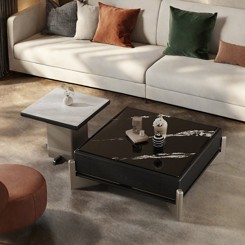 Table basse carrée en pierre micro-cristalline