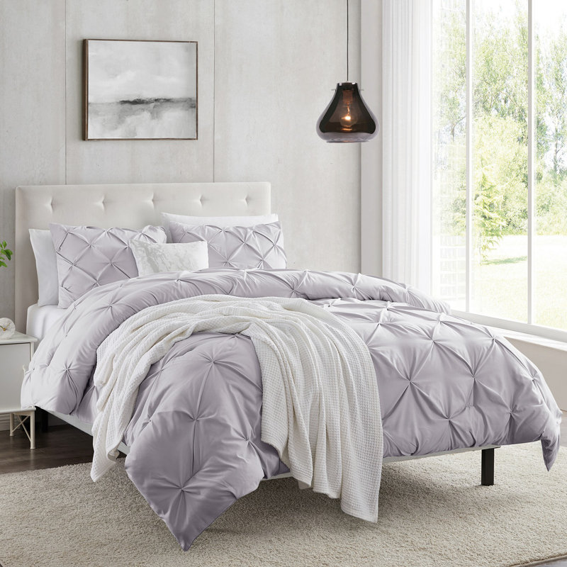 Polyester Duvet Cover & Insert, Twin Duvet + 2 Additional Pieces, Light Gray