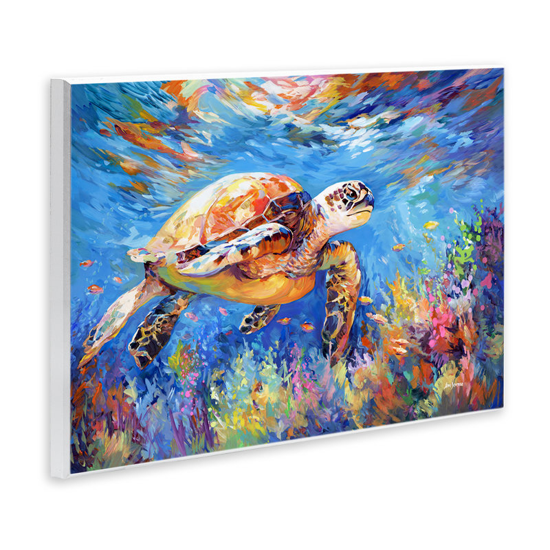 «Sea Turtle's Adventure» par Leon Devenice, H 10 po x l 15 po