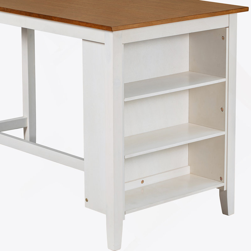 Ensemble de table de bar 5 pièces à hauteur de comptoir en bois rustique avec 4 chaises pour une salle à manger moderne et recevoir.