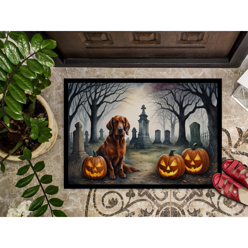 Spooky Halloween Irish Setter Rubber Outdoor Doormat