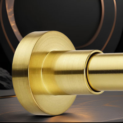 Heavy Duty Spring Tension Shower Curtain Rod Adjustable 18-78 Inches No Drilling Non Slip Brushed Gold Finish Sturdy Iron Steel Construction
