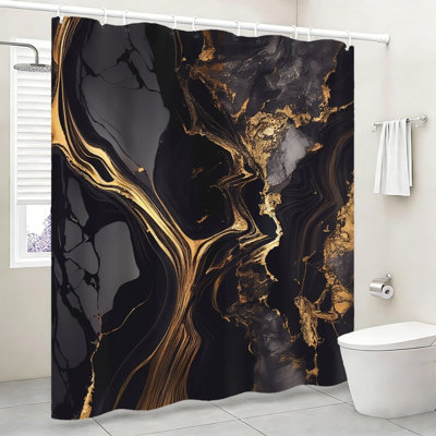 Rideau de douche noir et or noir 72 po x 72 po