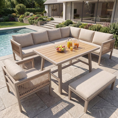 6-Piece Outdoor Corner Sofa Set With Cushions For Patio & Balcony