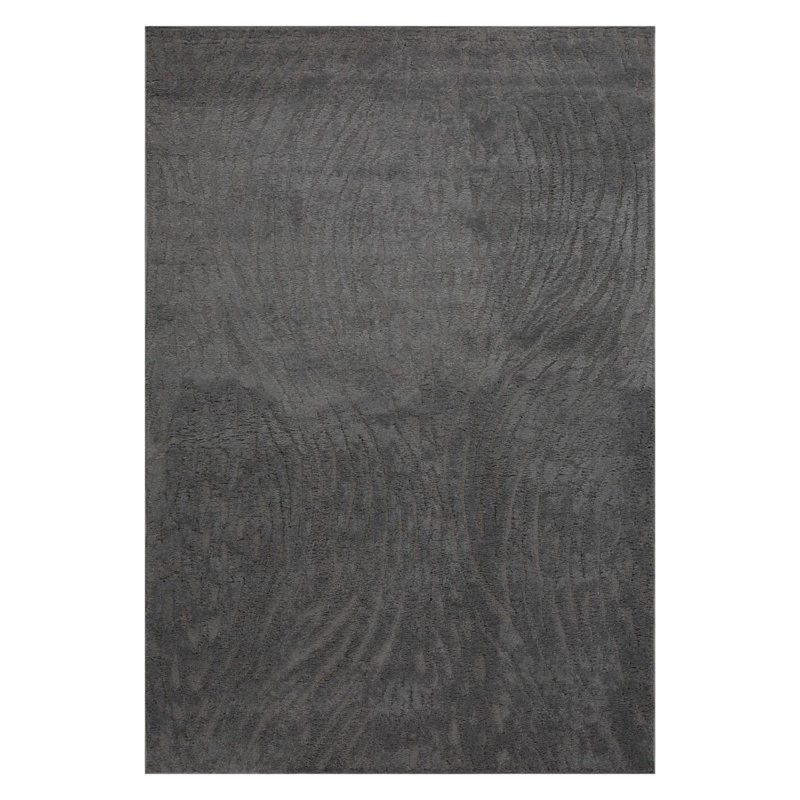 Artistic Abstract Wave Area Rug, Charcoal, 5x7