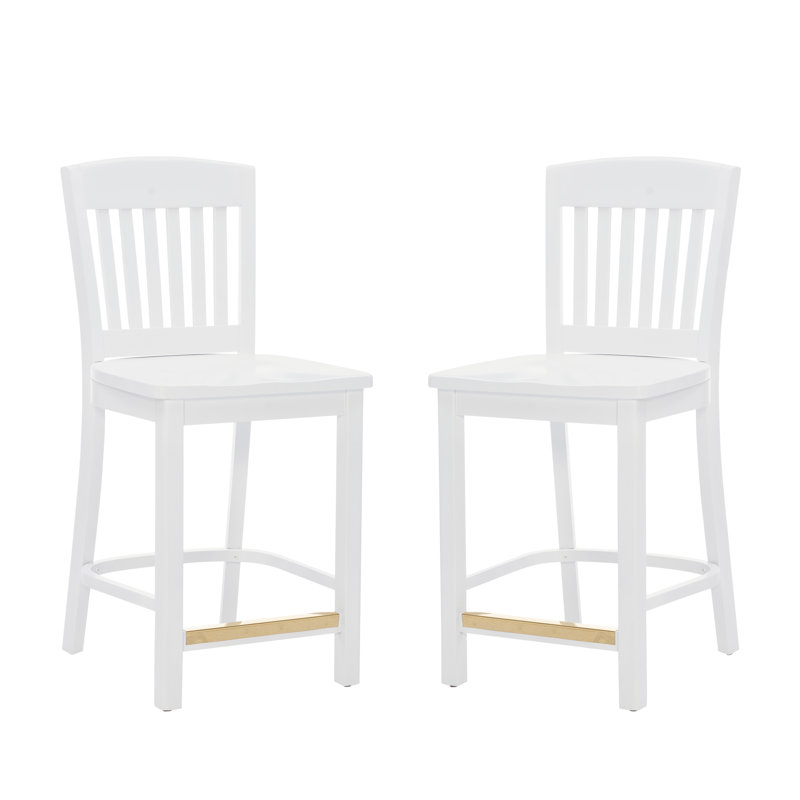 Ainoha Solid Wood Counter Stool, Counter Stool (24” Seat Height), White