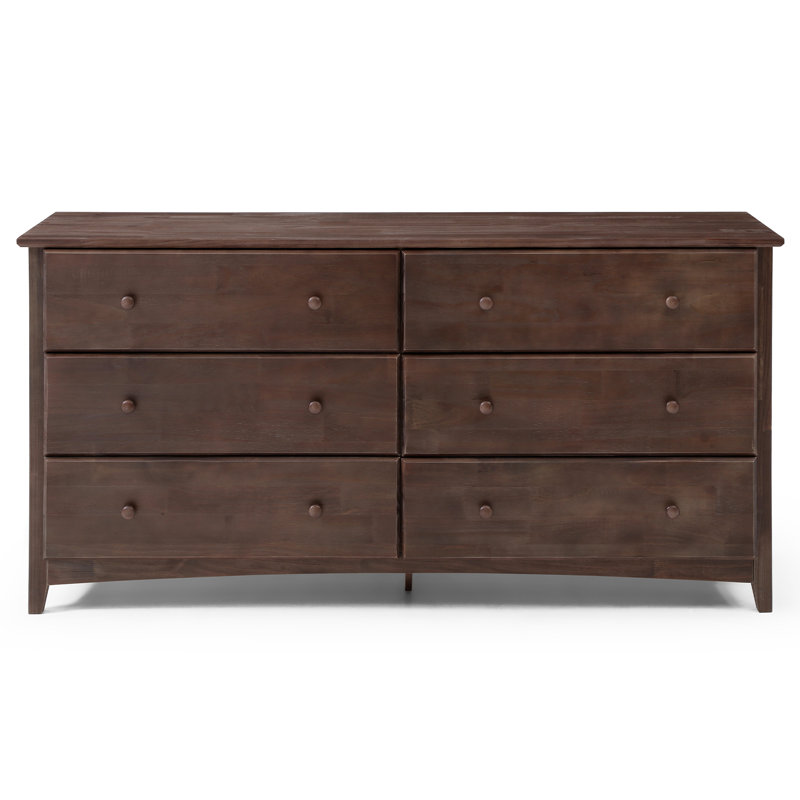 6-drawer Pine Wash Storage Dresser, Walnut Wash