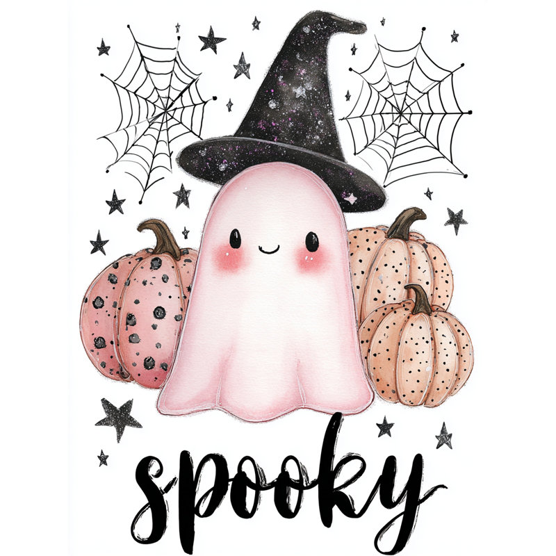 «Spooky Ghost», art mural sur toile blanche, H 16 po x l 12 po