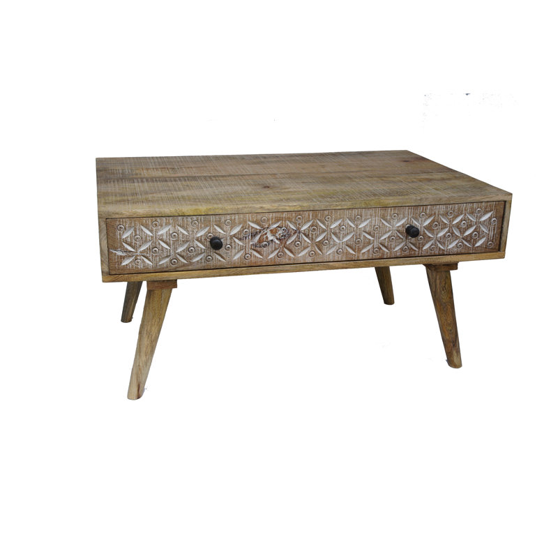 Lonepine Solid Wood Four Leg Coffee Table with Storage