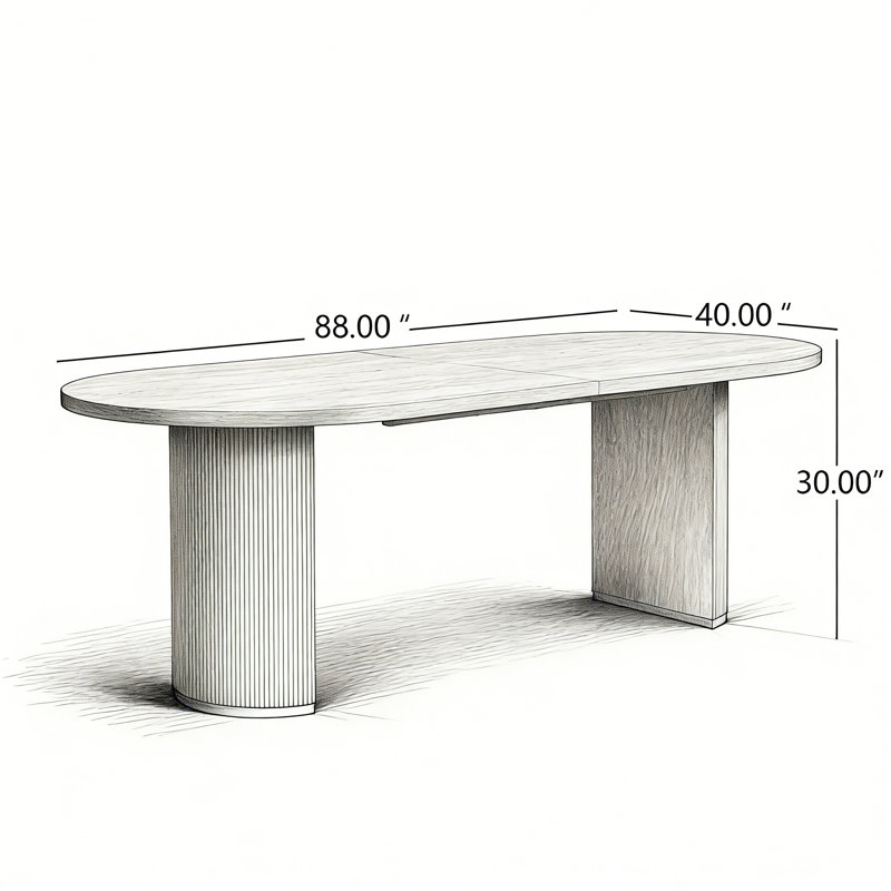 Table de salle à manger ovale à double piédestal, Naturel