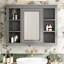 Armoire murale de salle de bain avec miroir, 35 po x 27,5 po, gris, poignée de style rétro, rangement spacieux 35 po x 27,5 po, portes d'intimité dissimulées,-1827180247