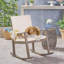 Chaise berçante d'extérieur en bois avec coussins moelleux-1810719387