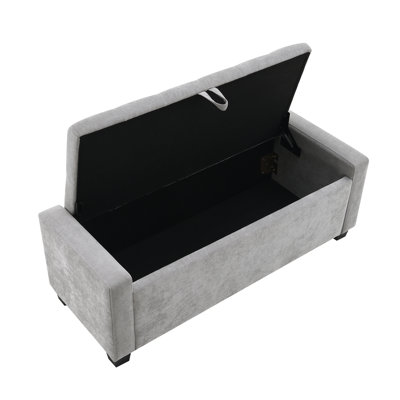 Ottoman with Storage, Storage Ottoman Bench with Safety Hinge, Upholstered Entryway Bench with Seating for Bedroom, Living Room