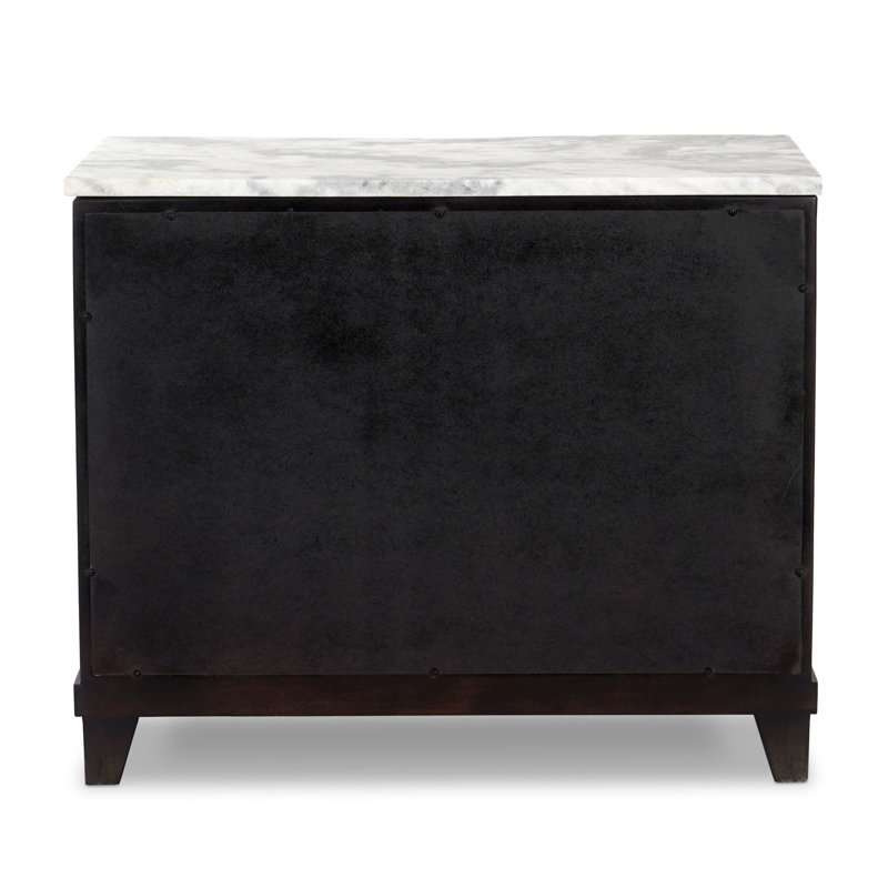 Odette Nightstand-White Statuario Marble, Dark Reclaimed/White Statuario Marble