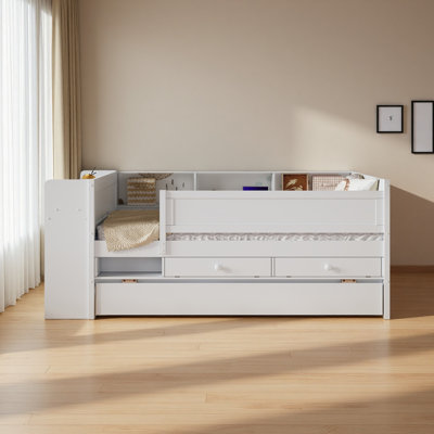 Multi-Functional Twin Daybed With Drawers And Trundle, Headboard Storage And Tables, USB Charging Station